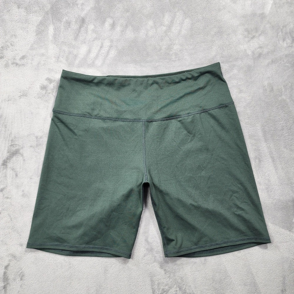 Maurices Shorts Womens XL Green Biker‎ High Rise 8 In Stretch Elastic Waist Yoga